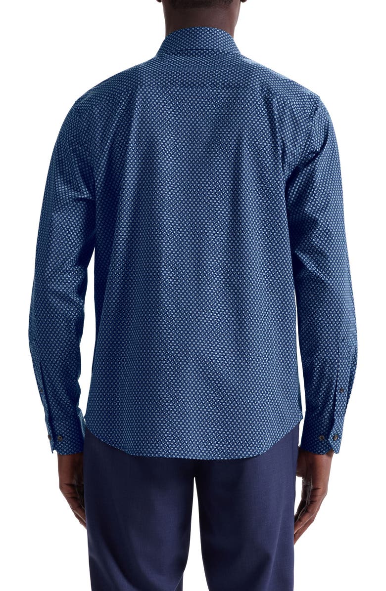 Bugatchi James OoohCotton<sup>®</sup> Geo Button-Up Shirt, Alternate, color, Navy