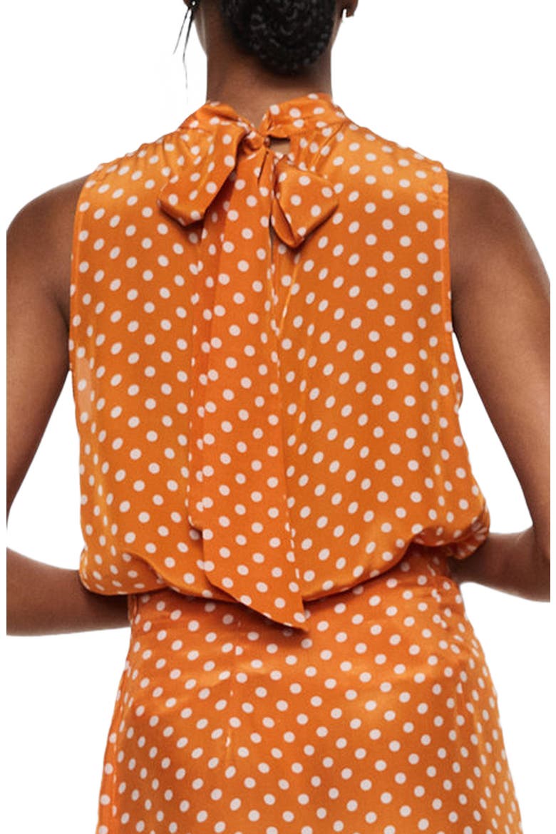 Polka Dot Satin Sleeveless Blouse, Alternate, color, BROWN