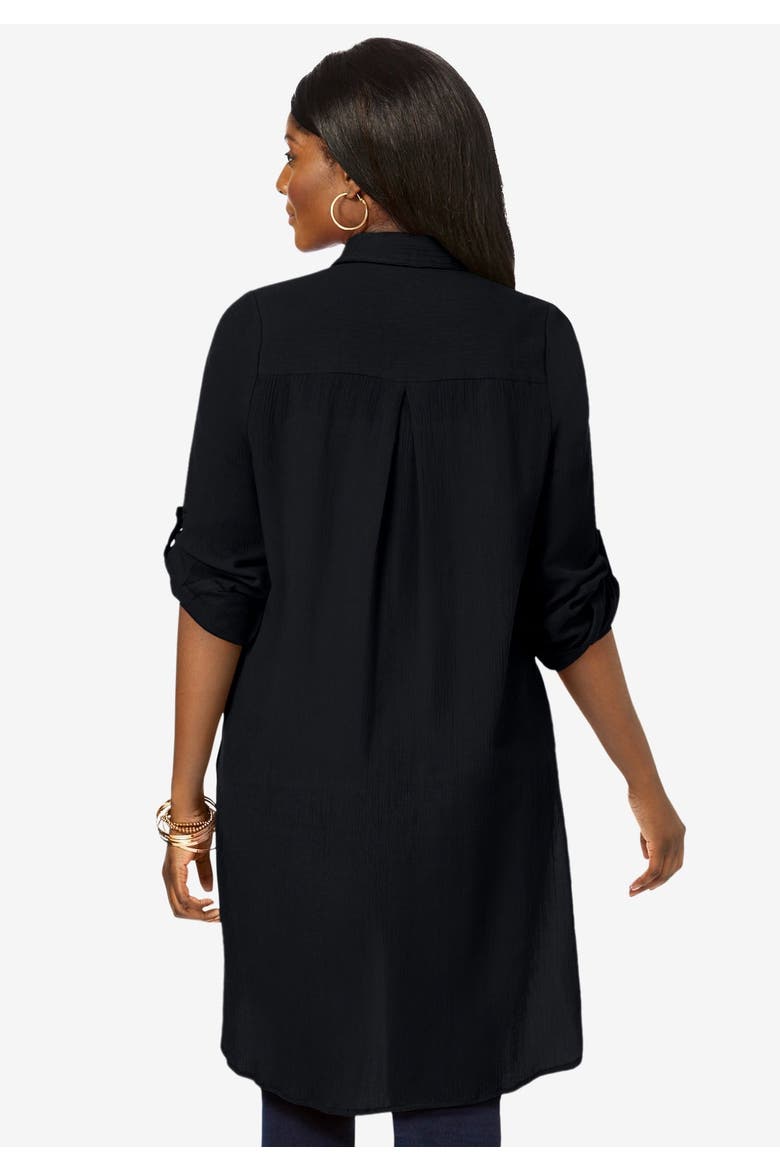 Gauze Mega Tunic, Alternate, color, BLACK