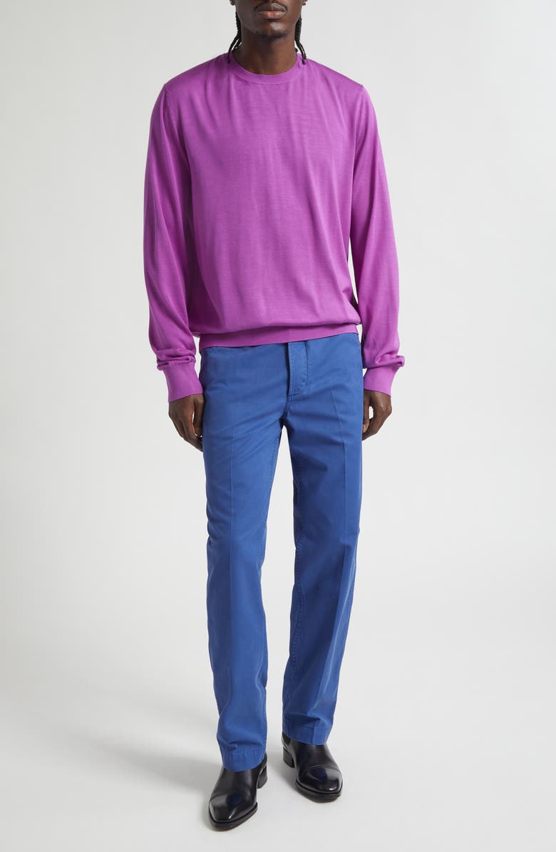 TOM FORD Fluid Silk Crewneck Sweater, Alternate, color, Bright Mauve