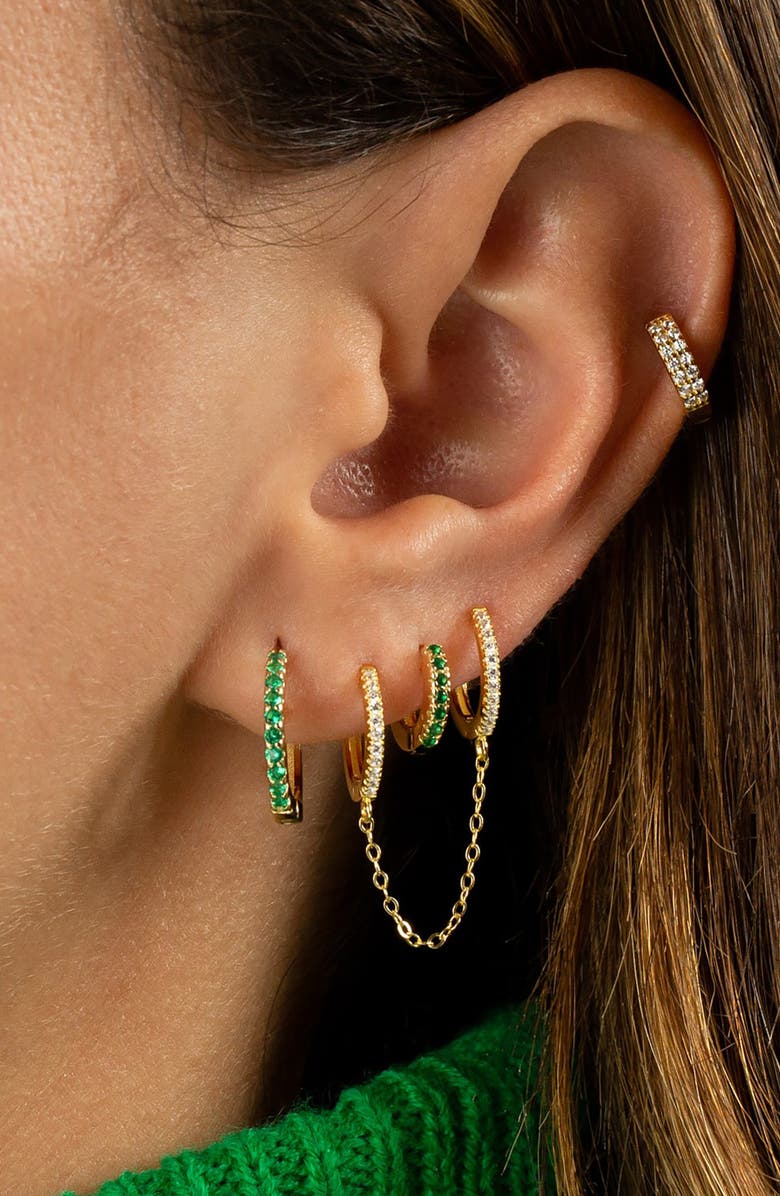 BY ADINA EDEN Pavé Huggie Earrings, Main, color, 