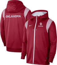 Nike Men's Nike Crimson Oklahoma Sooners 2022 Sideline Lockup Performance Full-Zip Hoodie Jacket