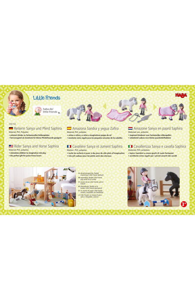 HABA Little Friends Horse Riding Play set - Rider Sanya, Mare Saphira and Accessories, Alternate, color, Multi