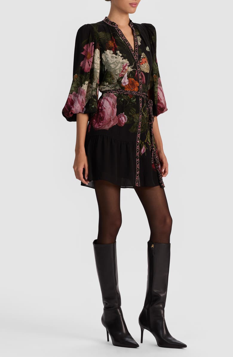 Alice + Olivia Antonette Floral Print Minidress, Alternate, color, Be Still