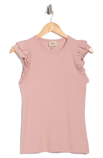 Elie Elie Tahari Rib Flutter Sleeve Top