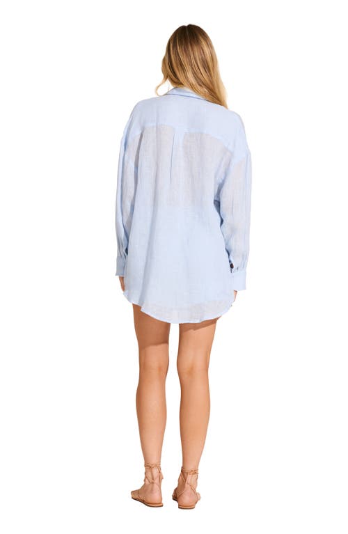 Vitamin A ® Tallows Linen Cover-up Shorts In Light Blue