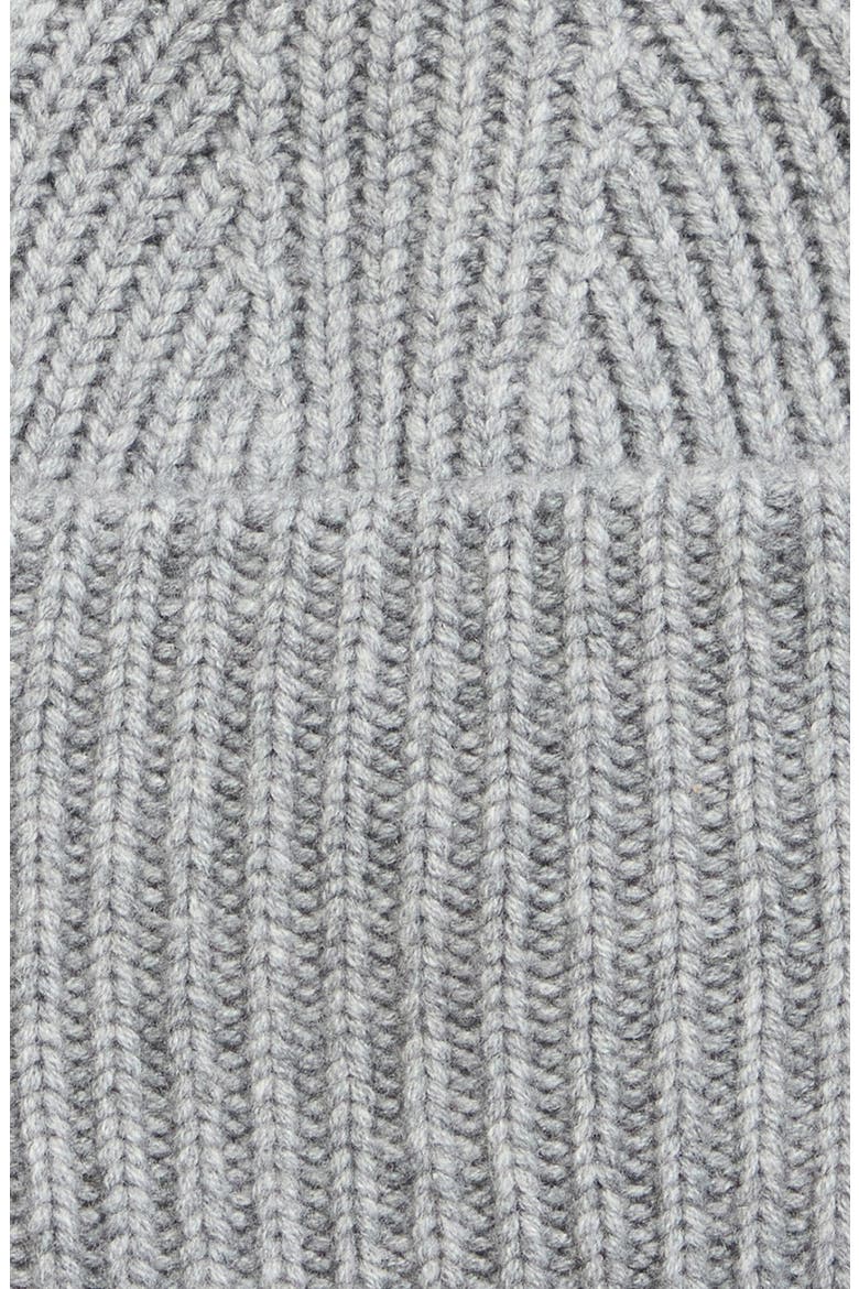 Merino Wool & Cashmere Rib Foldover Beanie, Alternate, color, MEDIUM HEATHER GREY