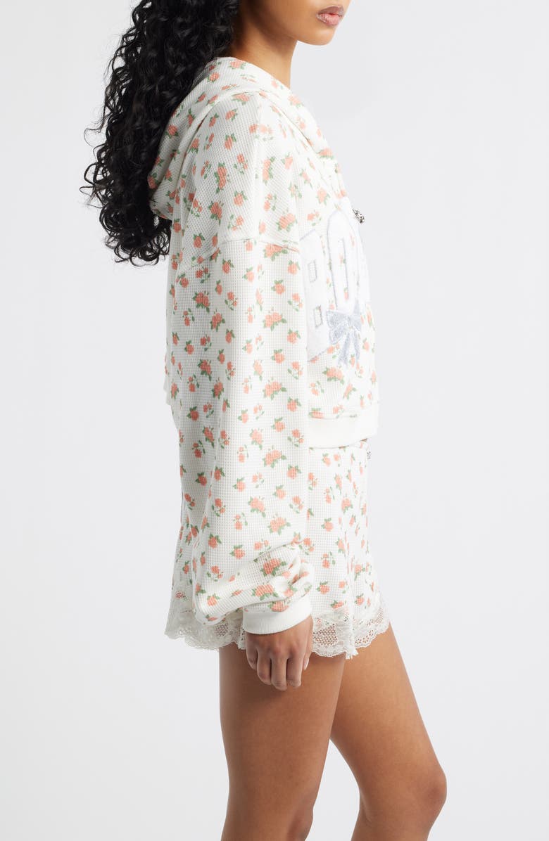 BOYS LIE Alex Sunshine & Bows Crop Zop Hoodie, Alternate, color, Flower Print