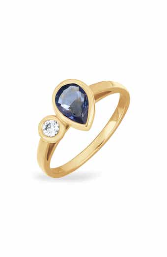18k Gold Blue Sapphire and Diamond Ring