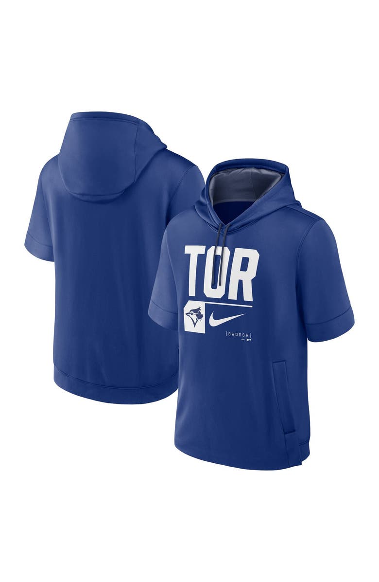 Nike Men's Nike Royal Toronto Blue Jays Tri Code Lockup Short Sleeve Pullover Hoodie, Alternate, color, Royal