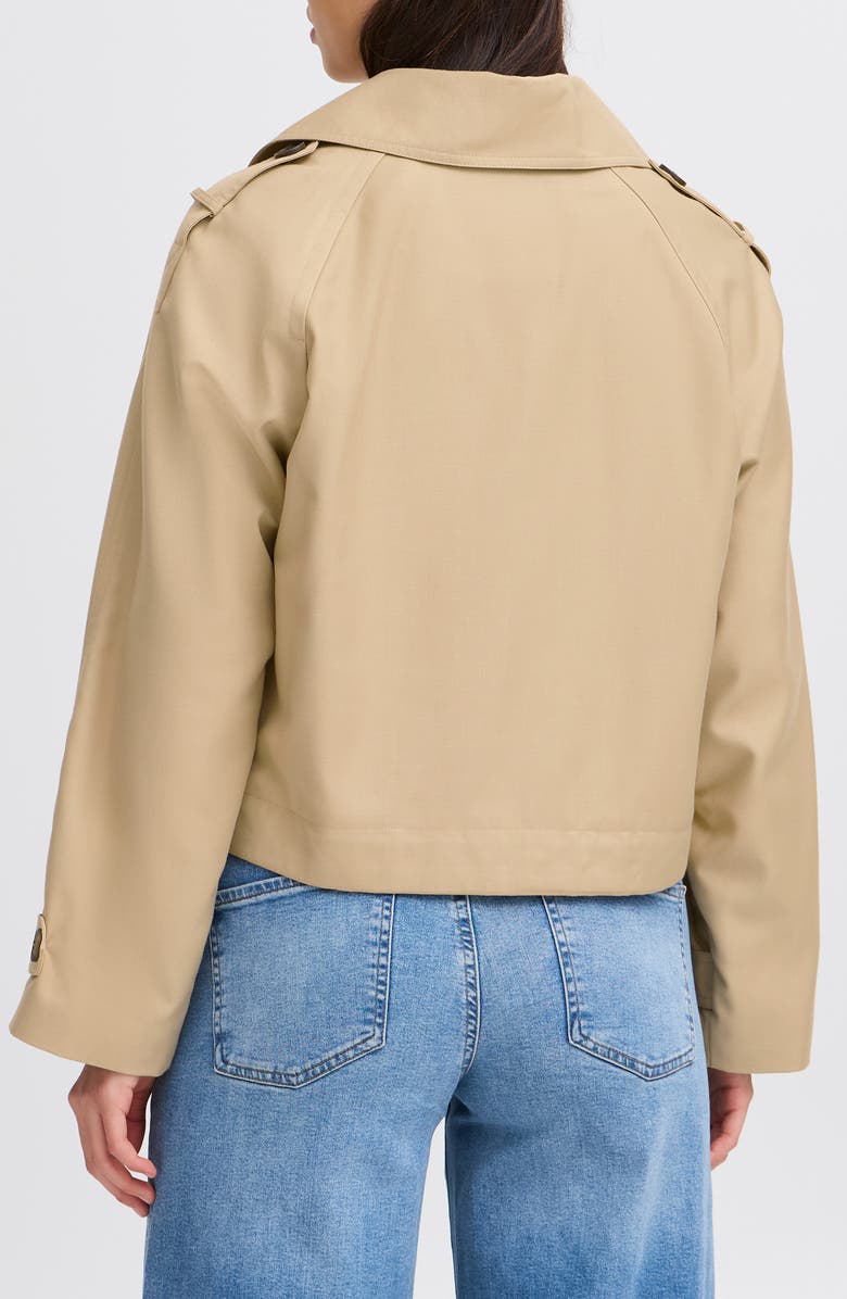 ICHI Cropped Trench Coat, Alternate, color, Cornstalk