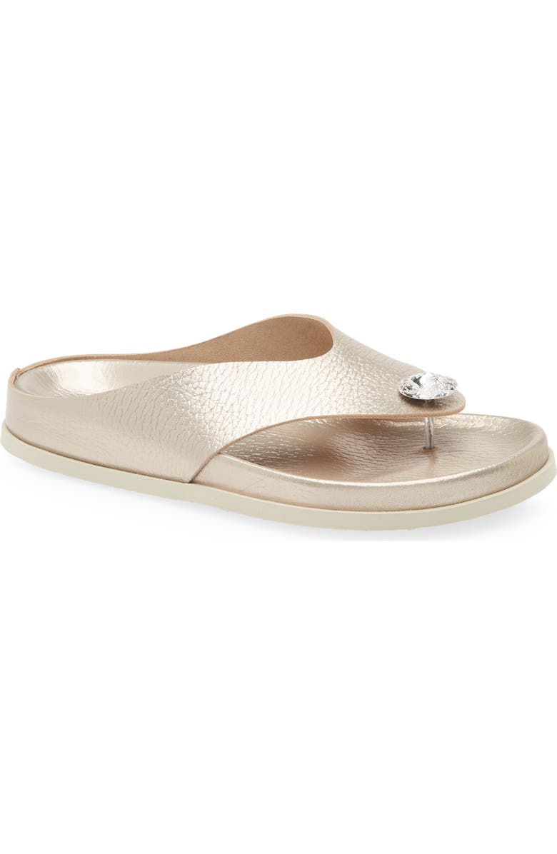 Pedro Garcia Duna Crystal Embellished Sandal, Main, color, White Gold Cervo Lame Crystal