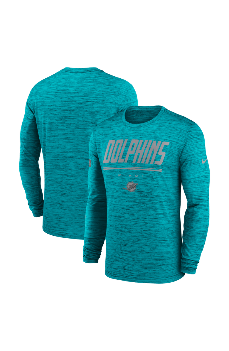 Nike Men's Nike Aqua Miami Dolphins Sideline Offensive Transition Velocity Dri-FIT Long Sleeve T-Shirt, Main, color, Aqua