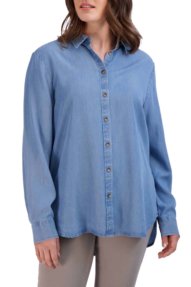 Hampton Long Sleeve Button-Up Shirt, Main, color, BLUE WASH PRINT - NAVY