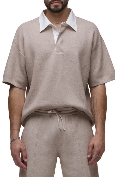 Contrast Collar Cotton & Cashmere Polo