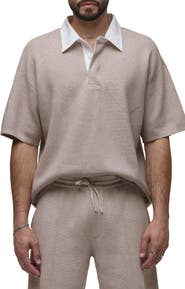 Hudson Jeans Contrast Collar Cotton & Cashmere Polo