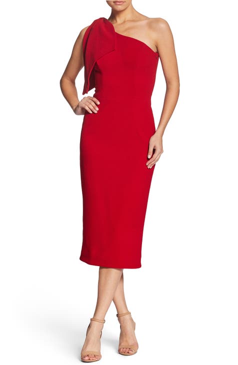 DRESS THE POPULATION Dress Size S NWOT Bailey Red 2024 Rouge Midi Dress Sweetheart