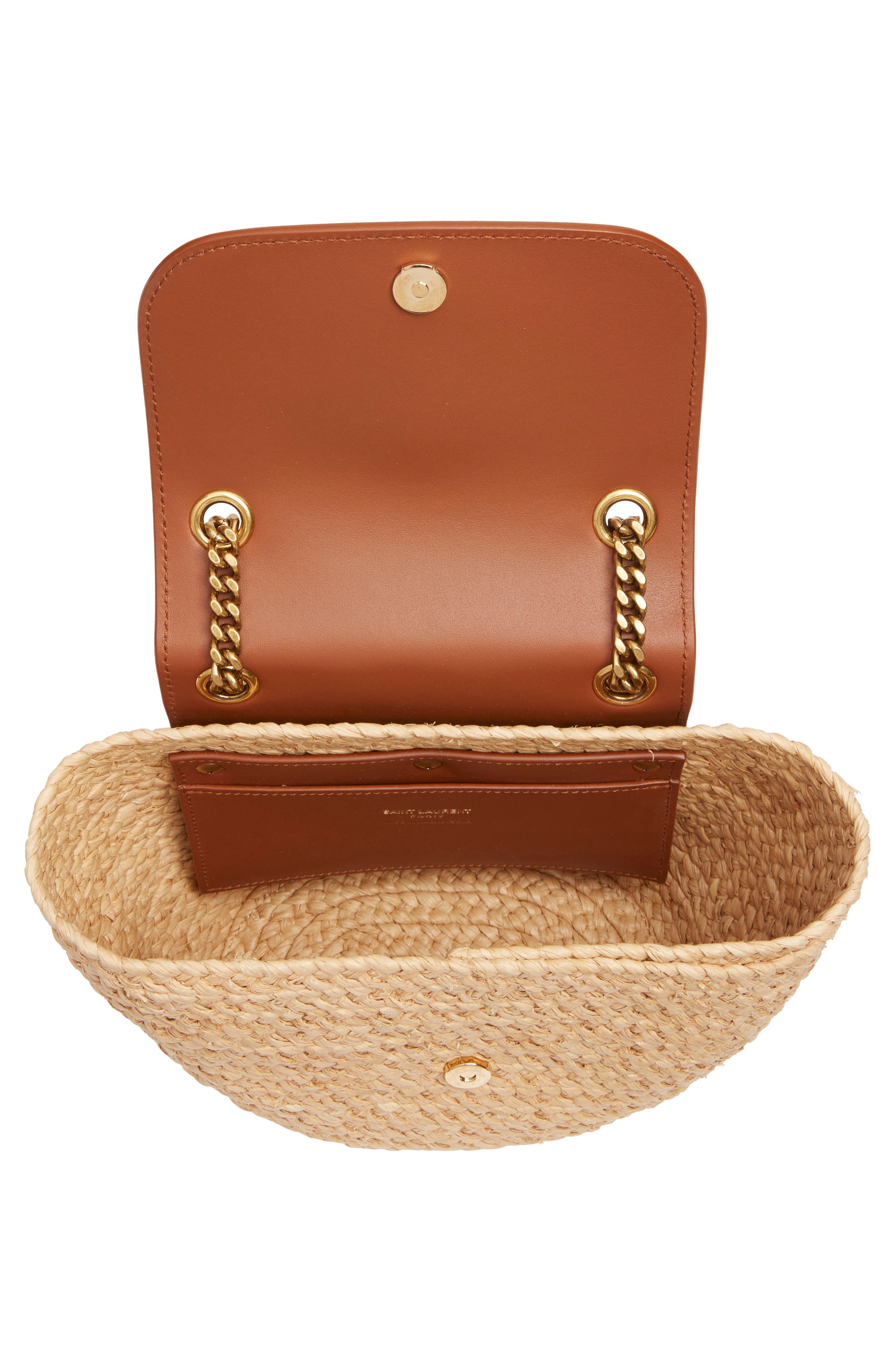 Saint Laurent Mini Panier Corssbody Bag, Alternate, color, Naturel/ Brick