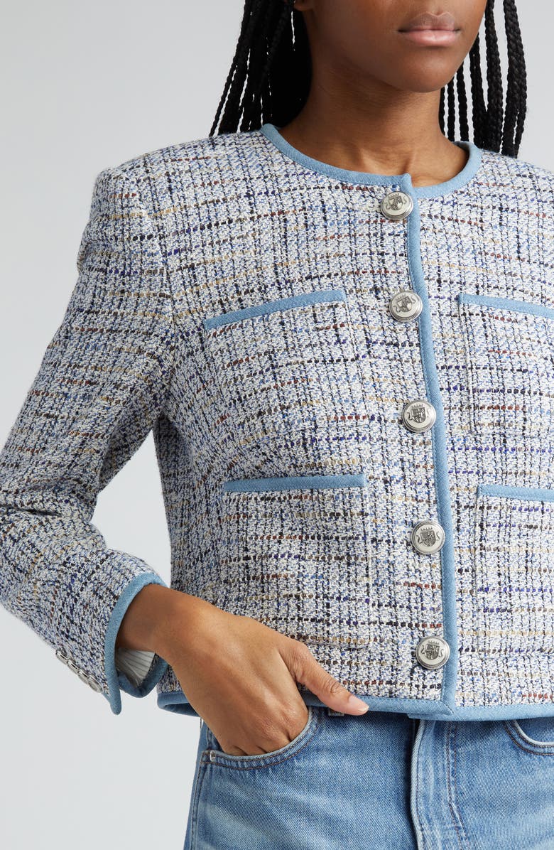 Veronica Beard Darla Metallic Cotton Blend Tweed Jacket, Alternate, color,