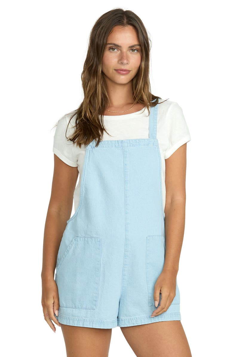Billabong Beach Crush Denim Shortalls, Alternate, color, Salt Blue