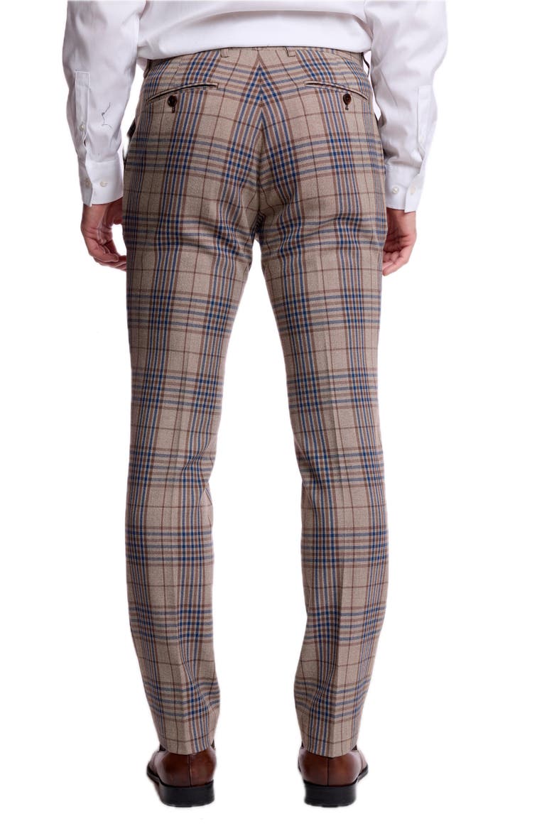Downing Slim Fit Check Pants, Alternate, color, TAN NAVY BROWN CHECK