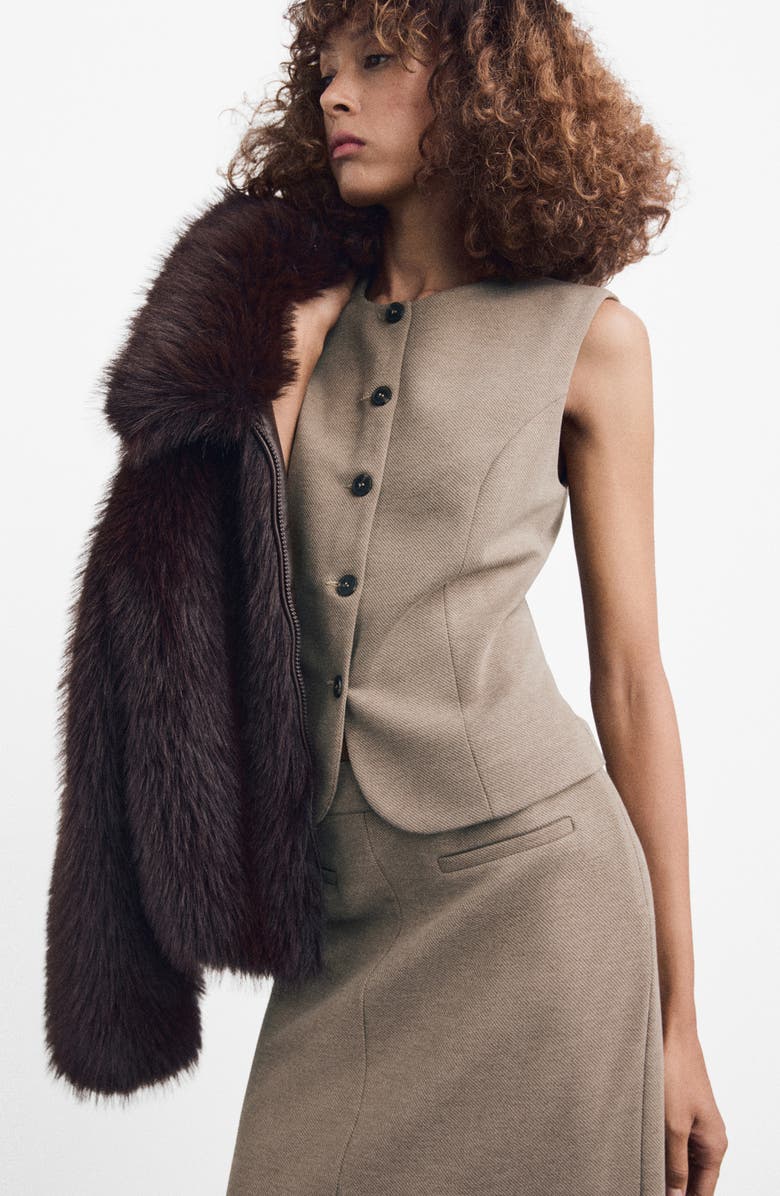 MANGO Fitted Vest, Alternate, color, Brown