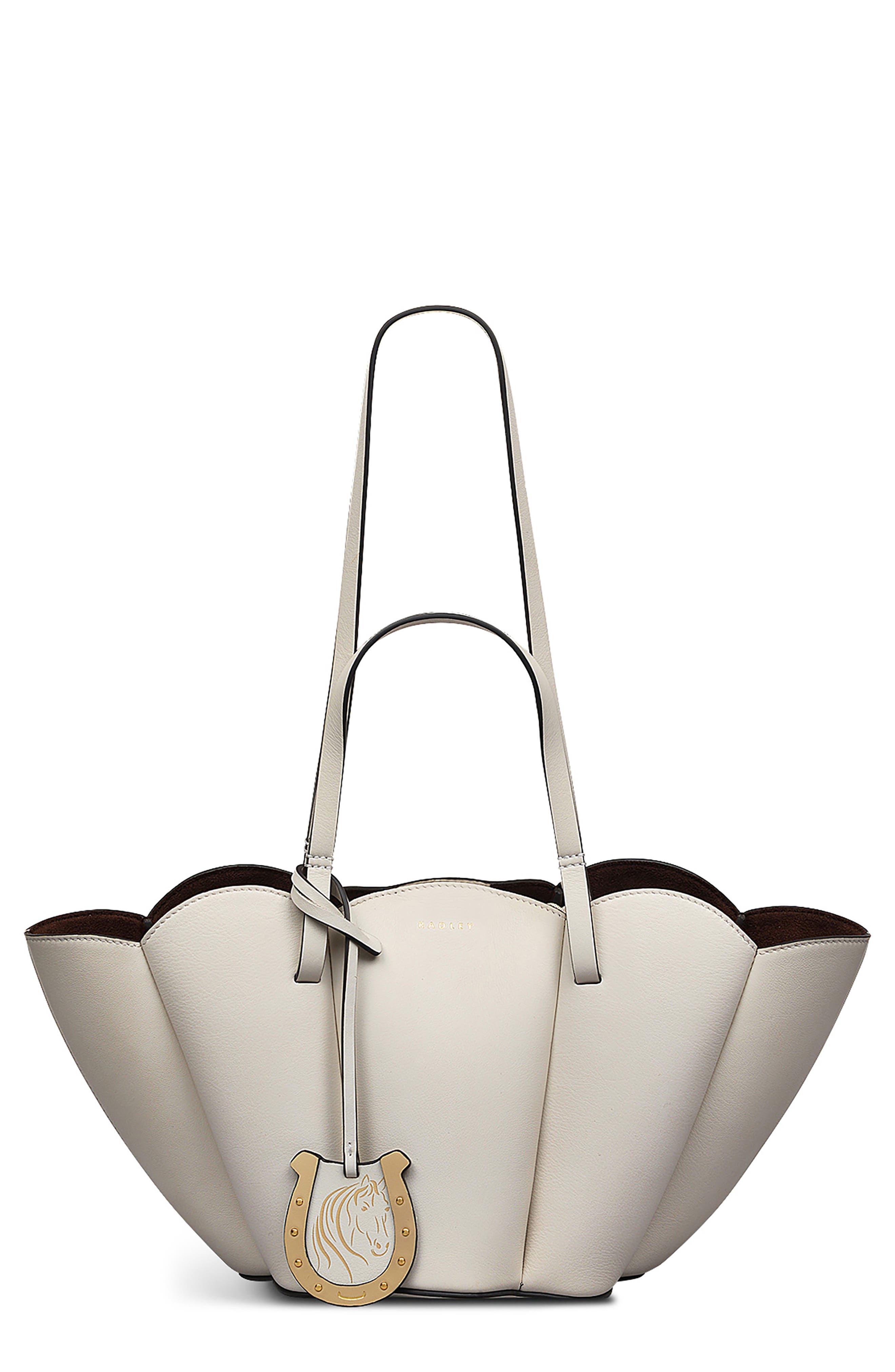 Radley x Kentucky Derby Lily Small Leather Tote, Main, color, Chalk