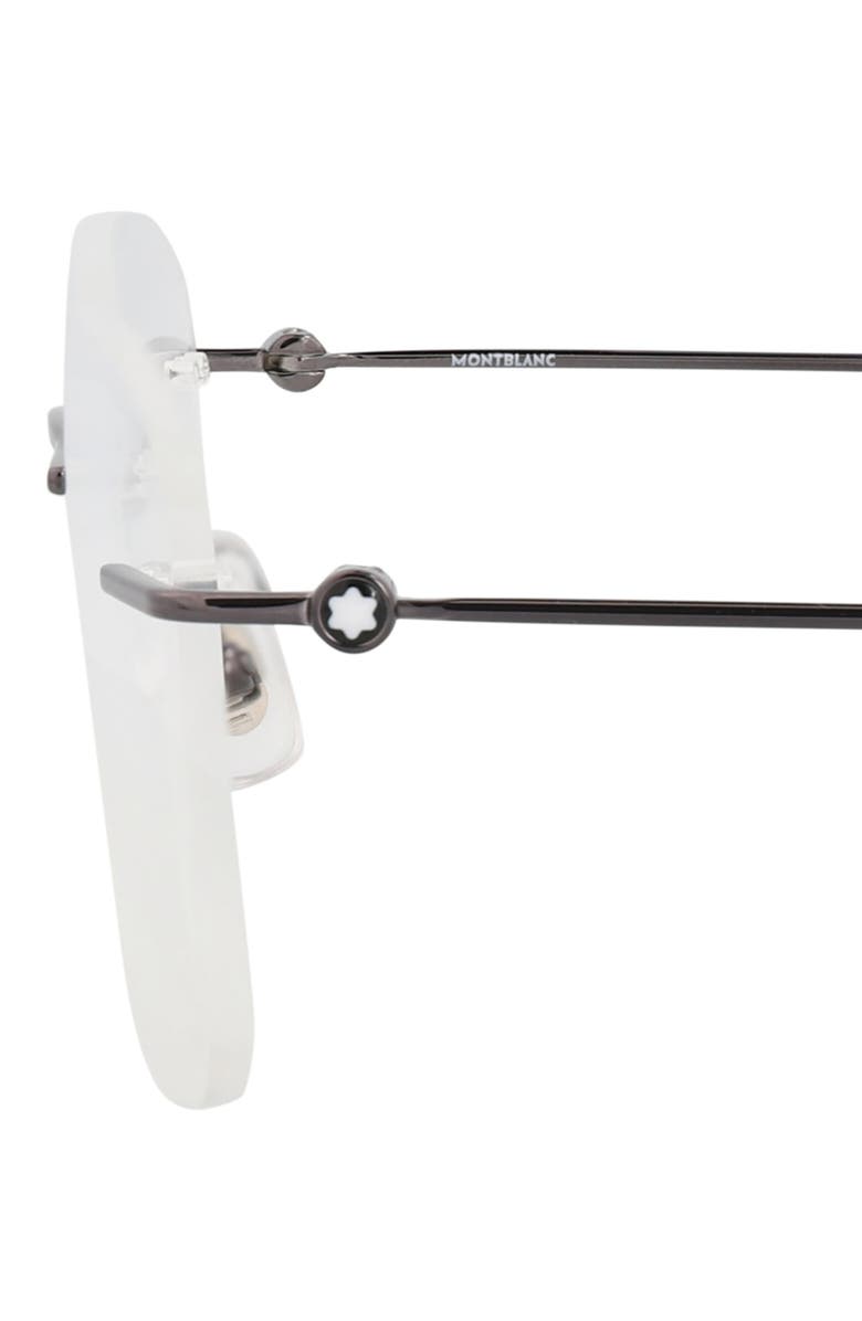 Montblanc 56mm Rimless Square Optical Glasses, Alternate, color, Ruthenium Transparent