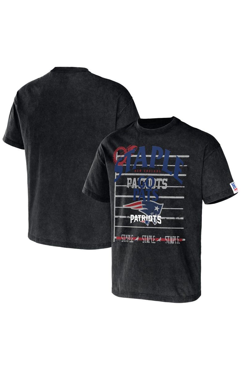 STAPLE Men's NFL x Staple Black New England Patriots Throwback Vintage Wash T-Shirt, Main, color, 