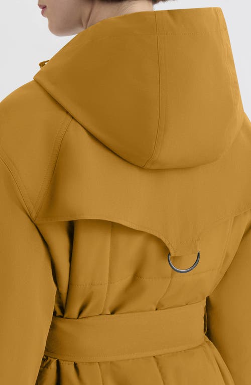 Hunter Violet Hooded Long Trench Coat In Yellow