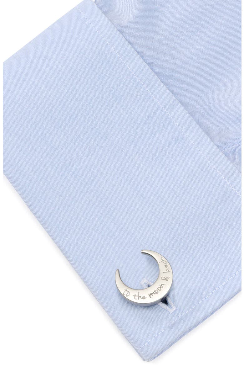 Love You to the Moon & Back Cuff Links, Alternate, color, SILVER