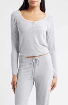 Open Edit Daydream Lace Trim Rib Crop Top