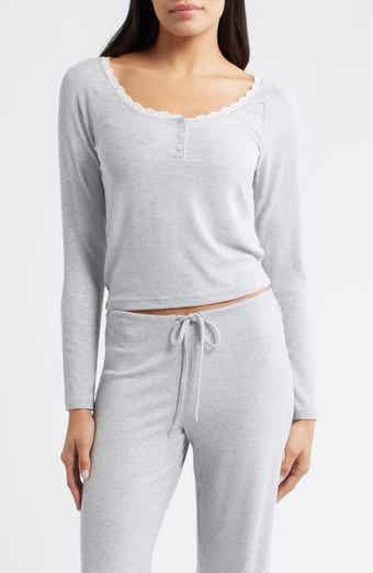 Open Edit Daydream Lace Trim Rib Crop Top