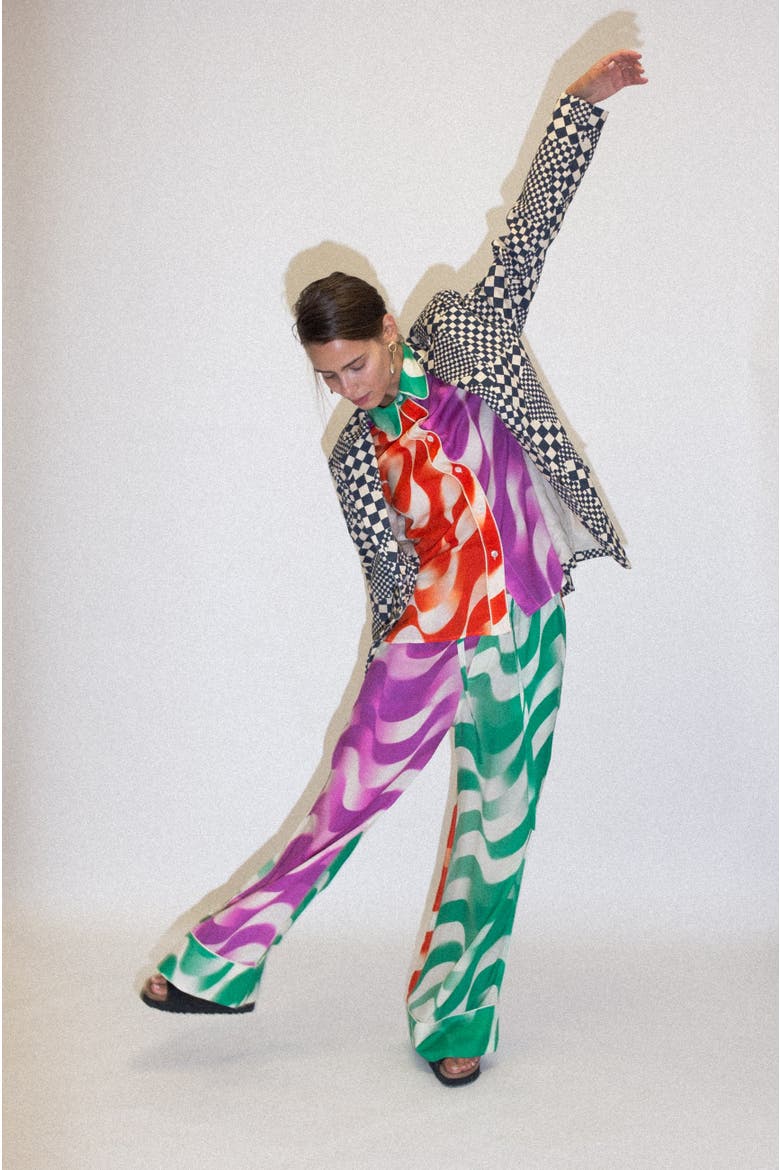 Emissus Silky Straight-Leg Pants, Alternate, color, Volna Colorblock