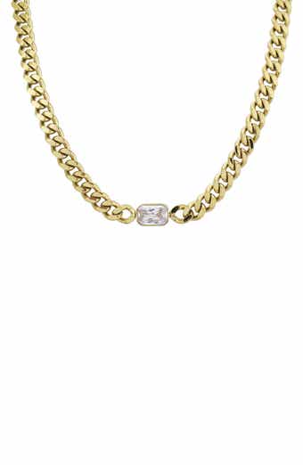 REBL Cubic Zirconia Curb Chain Necklace