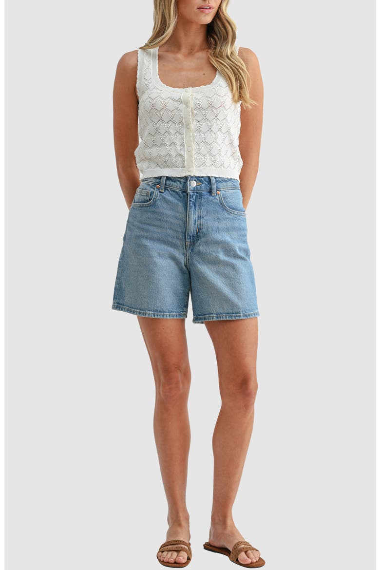 Pointelle Button Front Sweater Tank, Alternate, color, CREAM