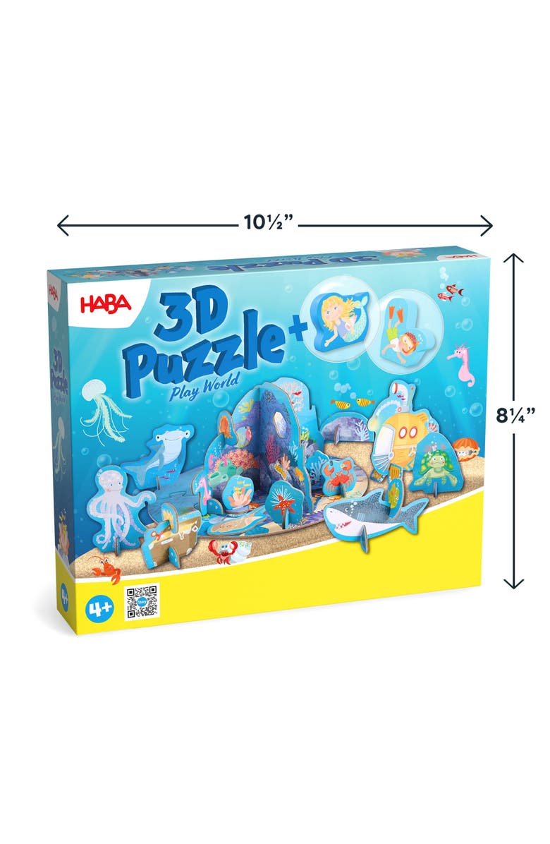 HABA 3D Puzzle Underwater Play World 36-Piece with Wooden Figures, Alternate, color, Blue Multi