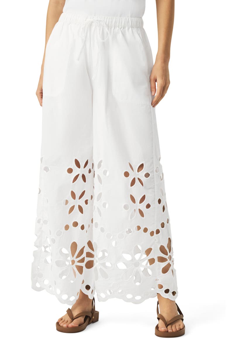 Emma Cotton Eyelet Pants, Main, color, WHITE