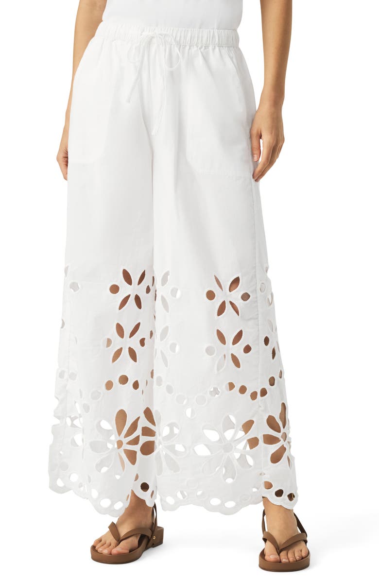 Splendid Emma Cotton Eyelet Pants, Main, color, White