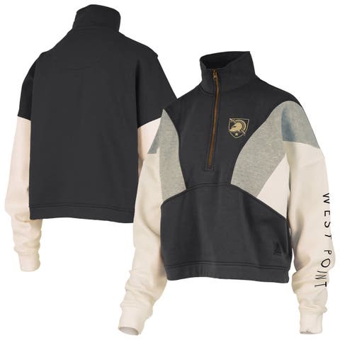 Women's Pressbox  Black Army Black Knights Ferrara Color Block Quarter-Zip Sweatshirt