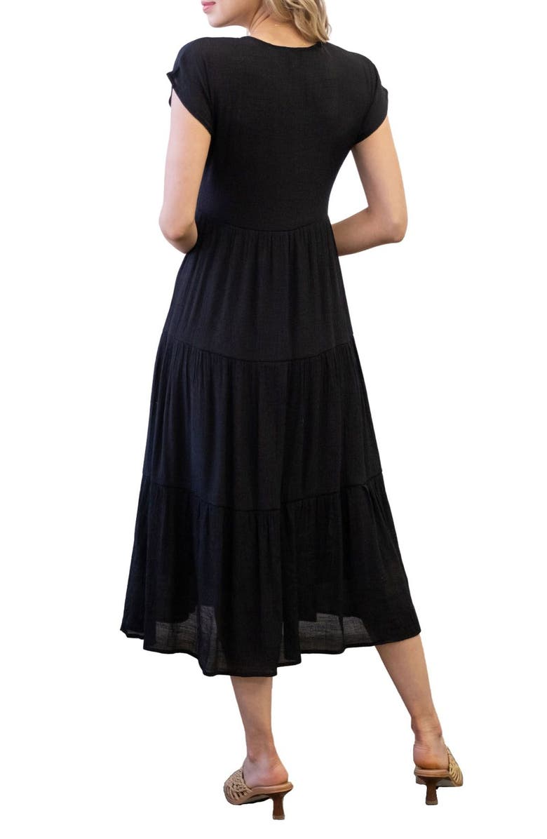 Blu Pepper Short Sleeve Faux Button Midi Dress, Alternate, color, 