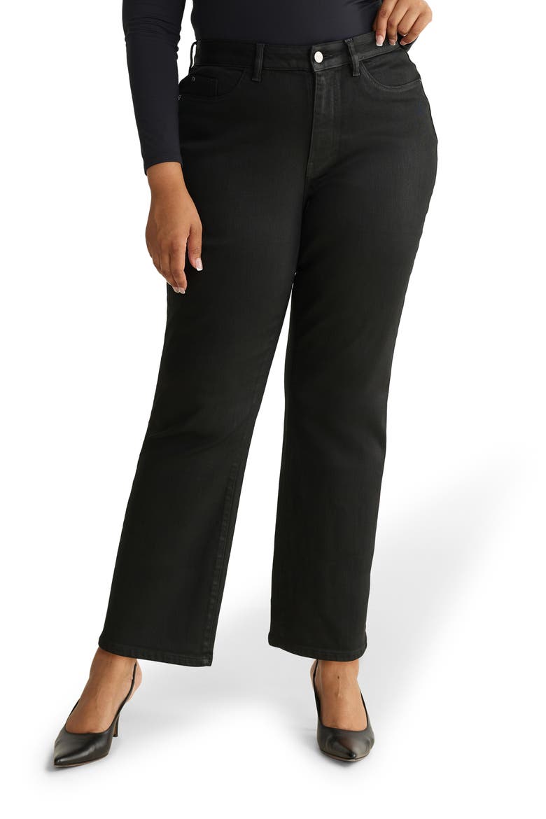 ASE High Waist Straight Leg Jeans, Main, color, COATED NOIR