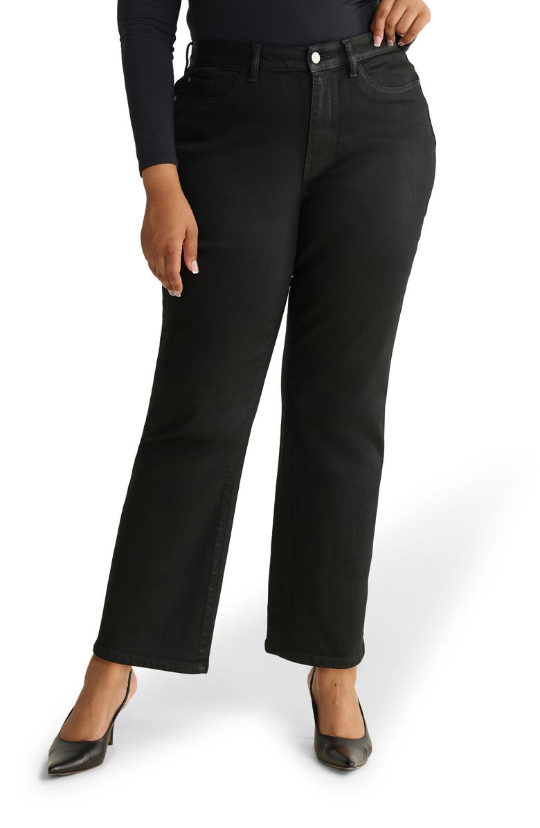 WARP+WEFT ASE High Waist Straight Leg Jeans, Main, color, Coated Noir