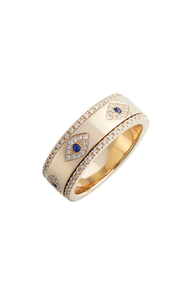  EF COLLECTION Evil Eye Diamond & Sapphire Band Ring, Main, color, 