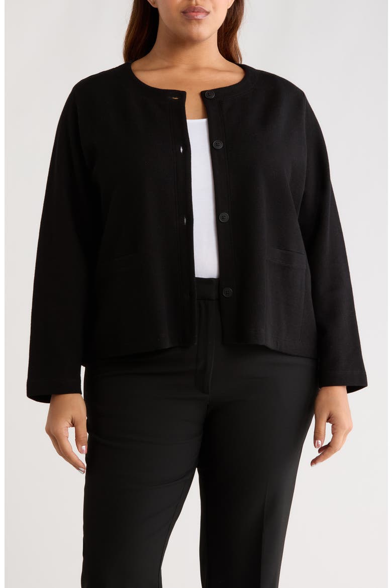 Button Front Organic Cotton Jacket, Main, color, BLACK