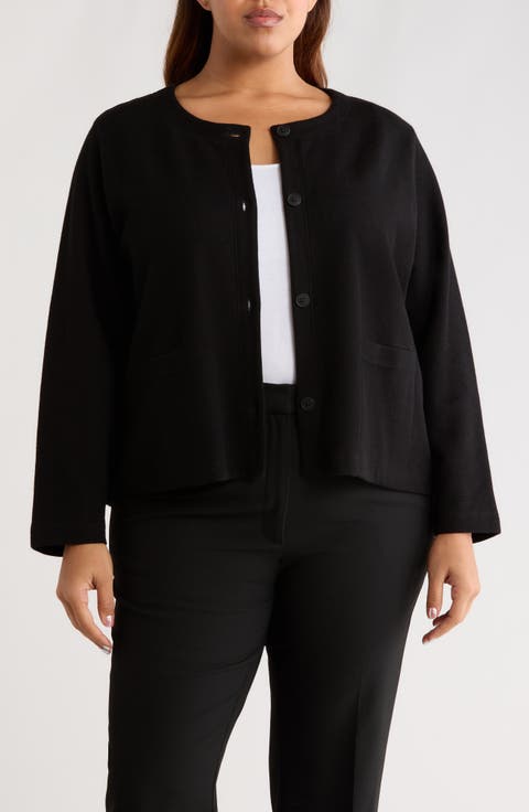 Button Front Organic Cotton Jacket (Plus)