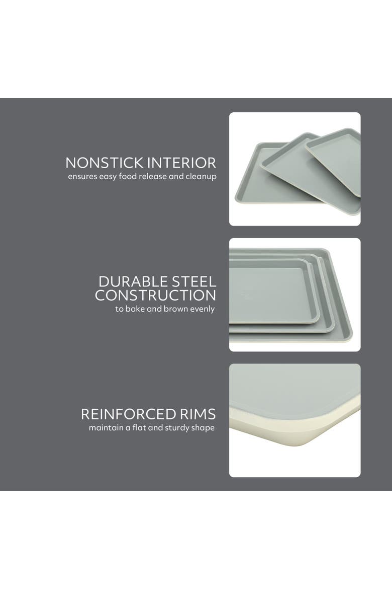 Bake Sale 3-Piece Nonstick Carbon Steel Cookie Sheet Set, Alternate, color, Linen/Grey