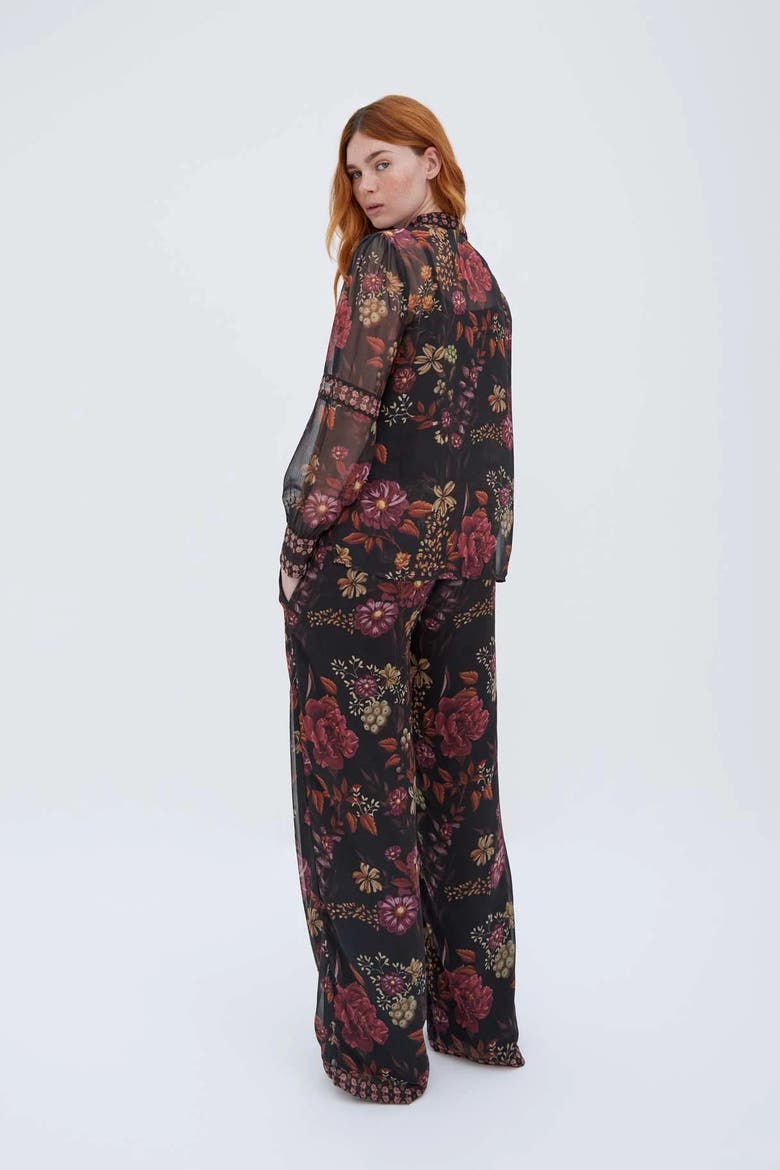 Floral Black Shirt, Alternate, color, Black
