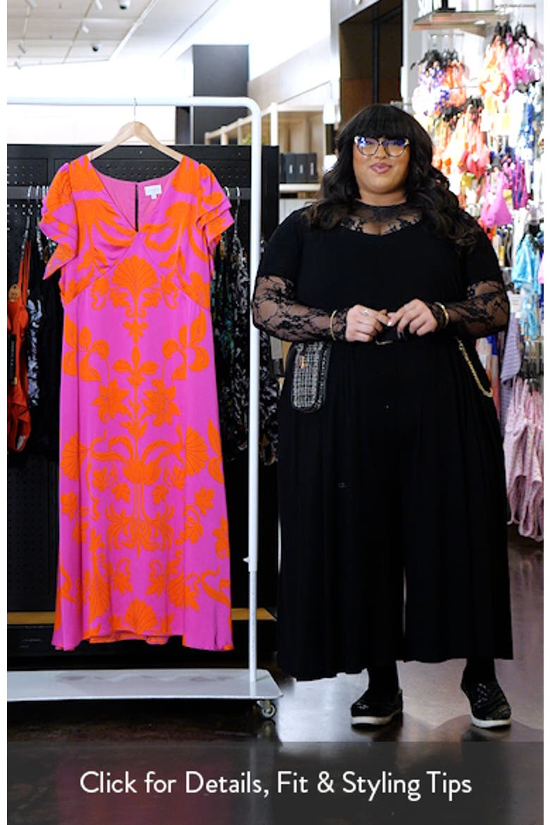 Vallie Floral Flutter Sleeve Satin Maxi Dress video
