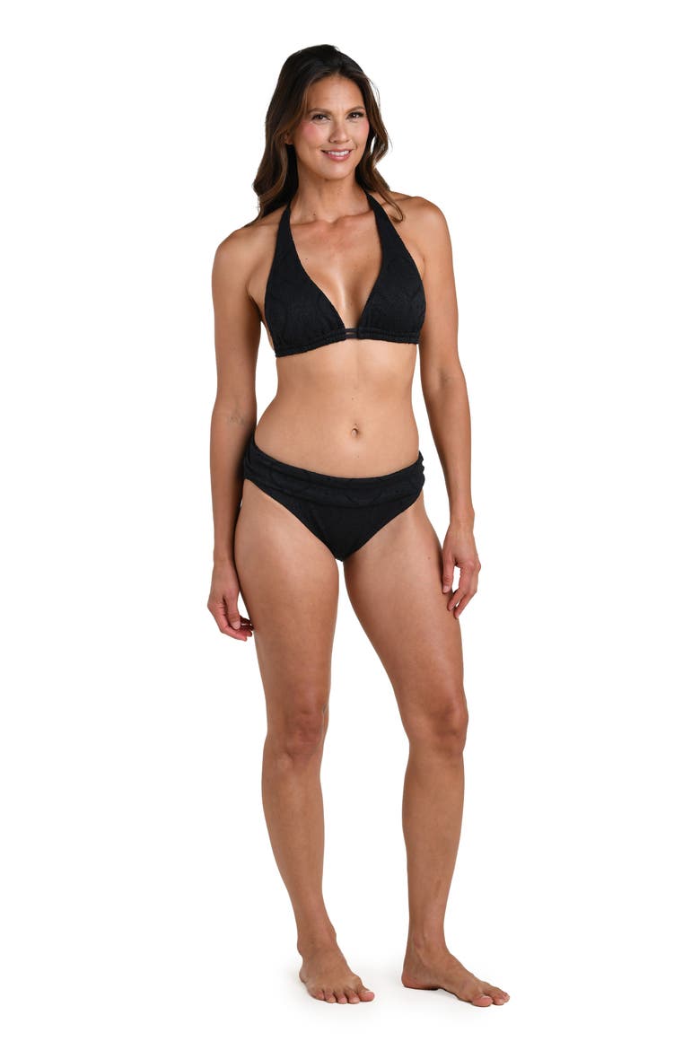 Mantra Medallion Halter Neck Bikini Top, Alternate, color, BLACK